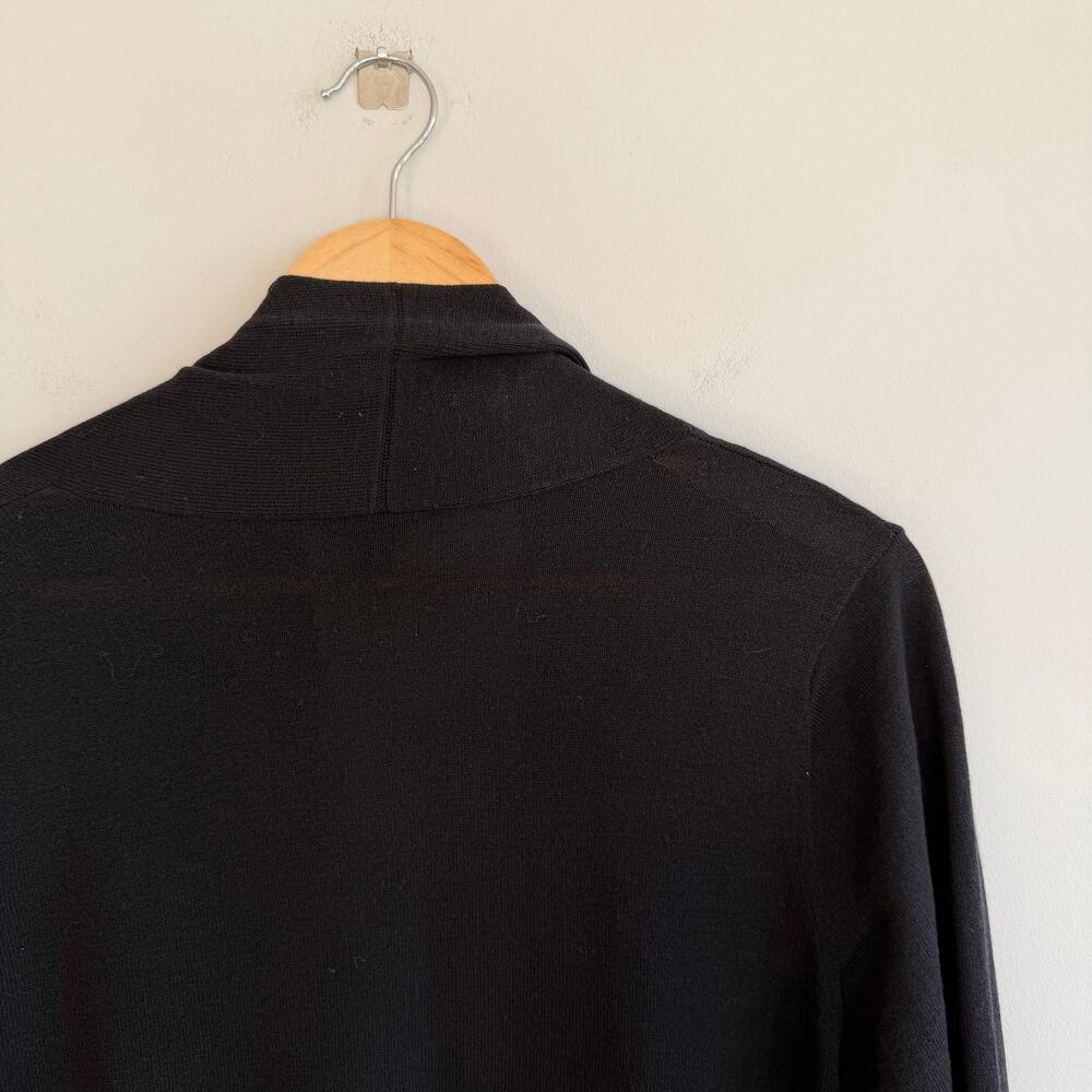 Eileen Fisher 100% Wol Open Duster Cardigan Black M - Picture 7 of 8